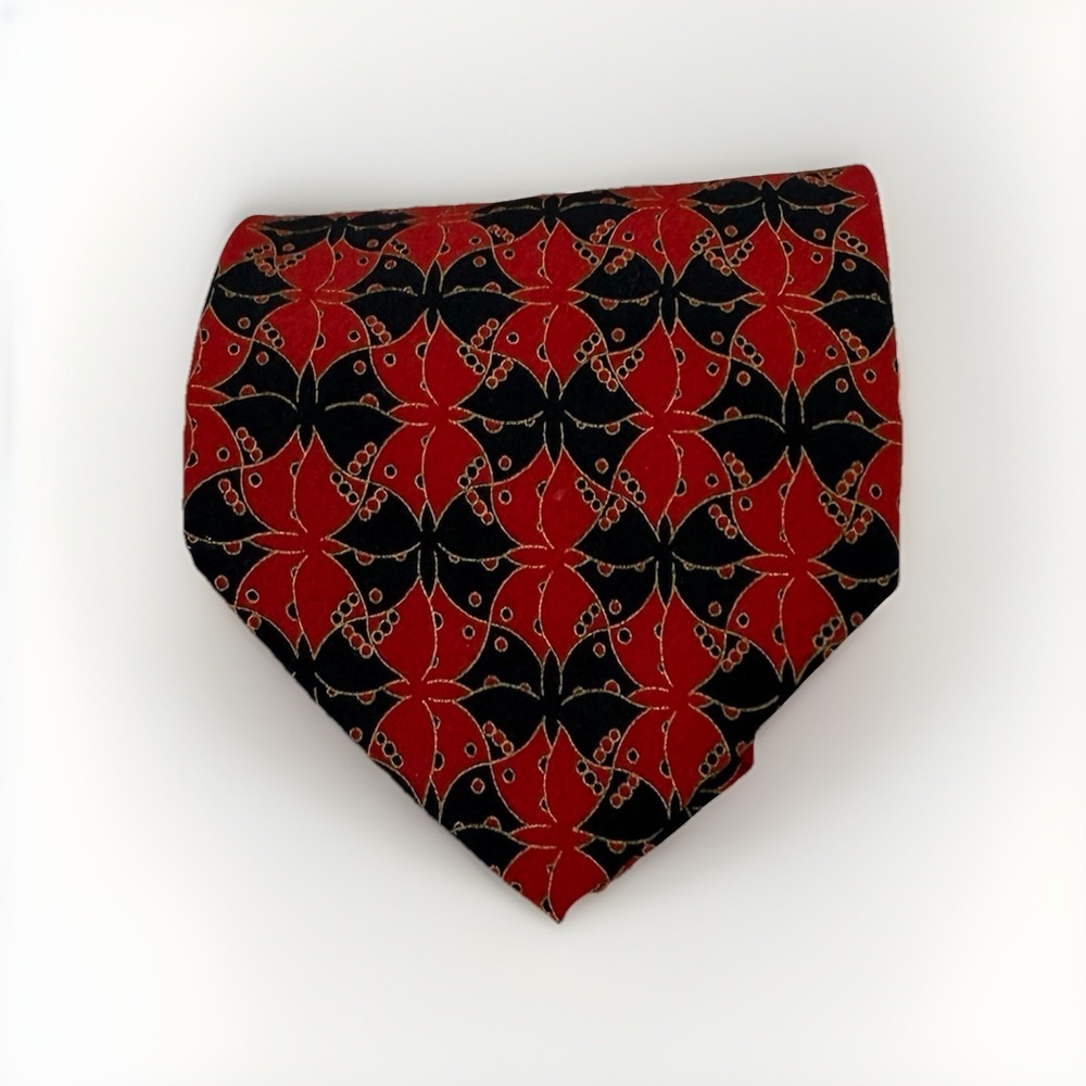 M.C.‎ Escher Art Silk Neck Tie Red Butterflies Pattern 100% Silk Necktie Italy